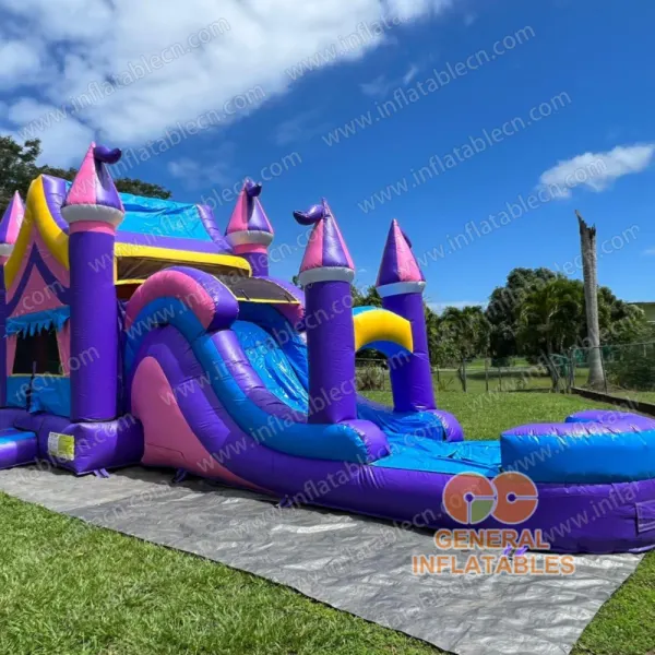 GWC-086 Inflatable purple and pink castle combo with slide wet/dry - customer photo from Puerto Rico