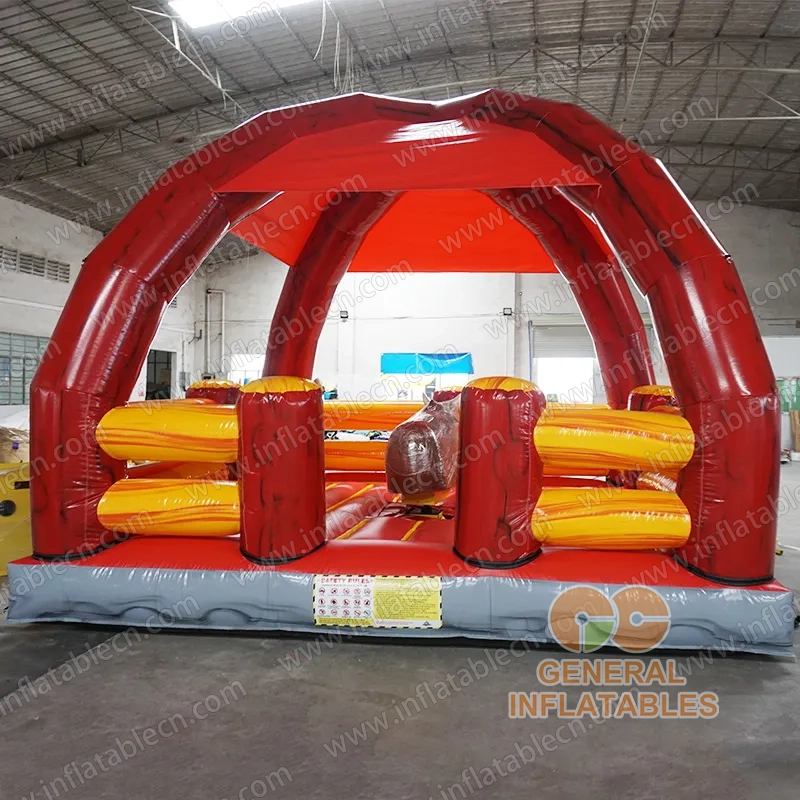 Toro mecánico inflable con techo